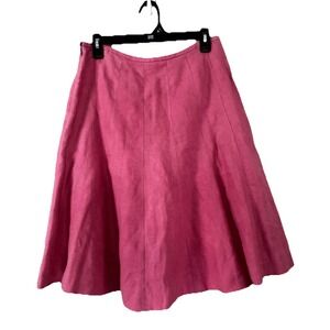 Talbots Irish Linen Skirt Womens 6 P Pink Lined Flare Old Money Heritage Preppy